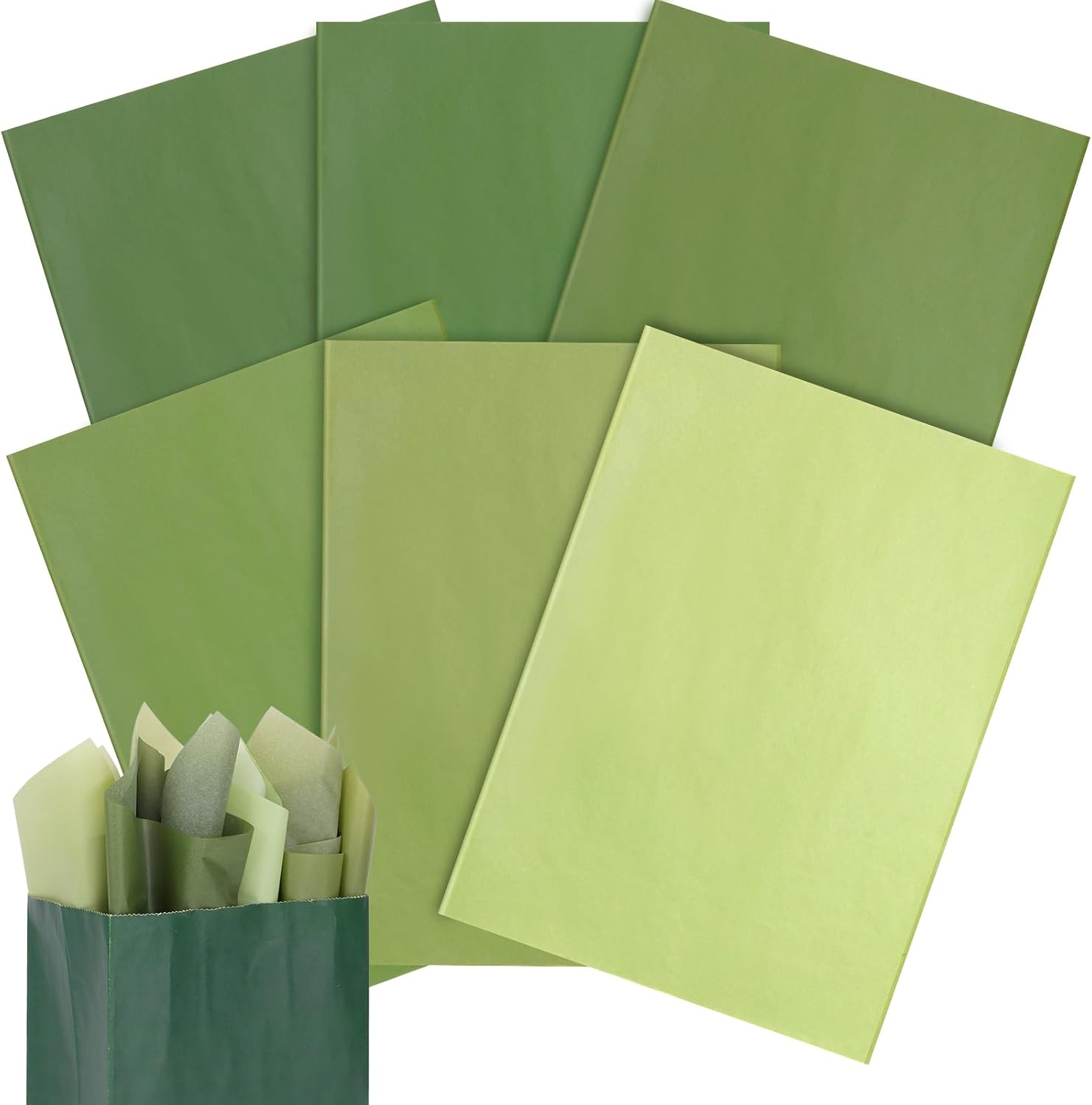 60 Sheets Gradient Lime Green Tissue Paper for Gift Wrapping