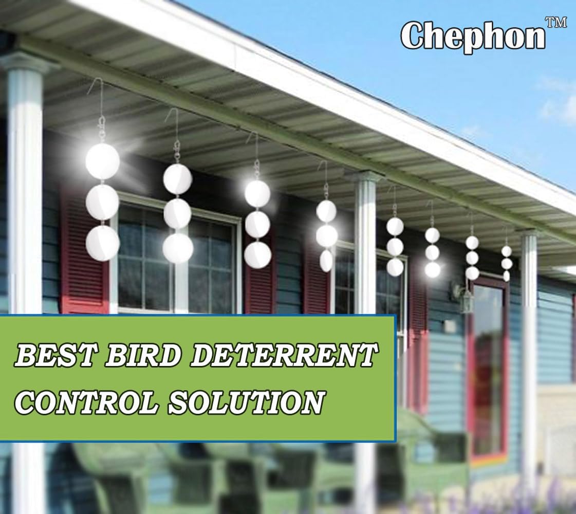 Chephon Upgraded Bird Scare Discs Set - 24 Large Reflective Discs