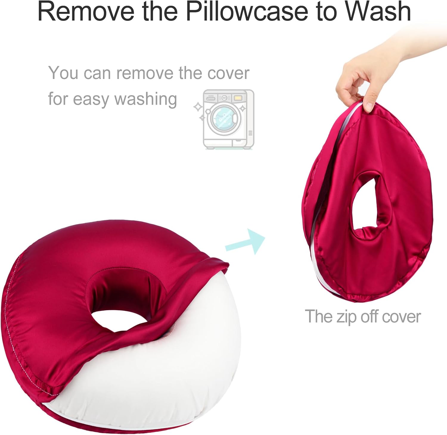 Washable Silky Satin Ear Pillow with Removable Case for Ear Pain Relief