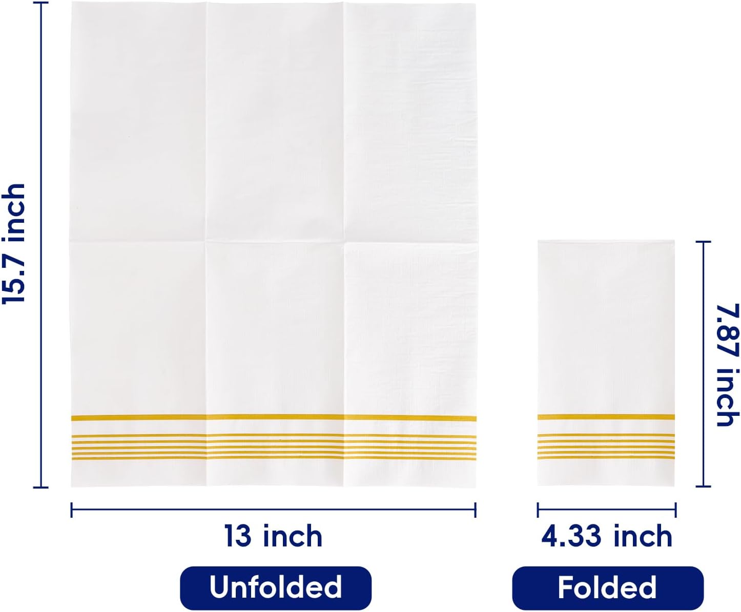 100 Pack Premium 3-Ply Paper Napkins with Gold Design