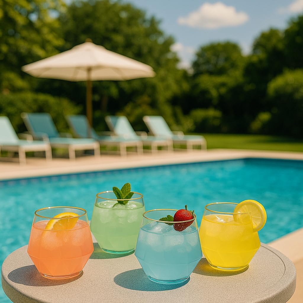 40 Diamond-Shaped Plastic Stemless Glasses 12 Ounce