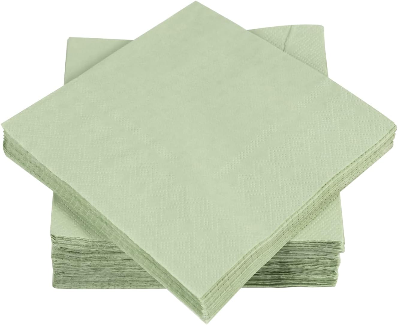 100 Pack 2-Ply Cocktail Napkins 5x5 Inches Sage Green
