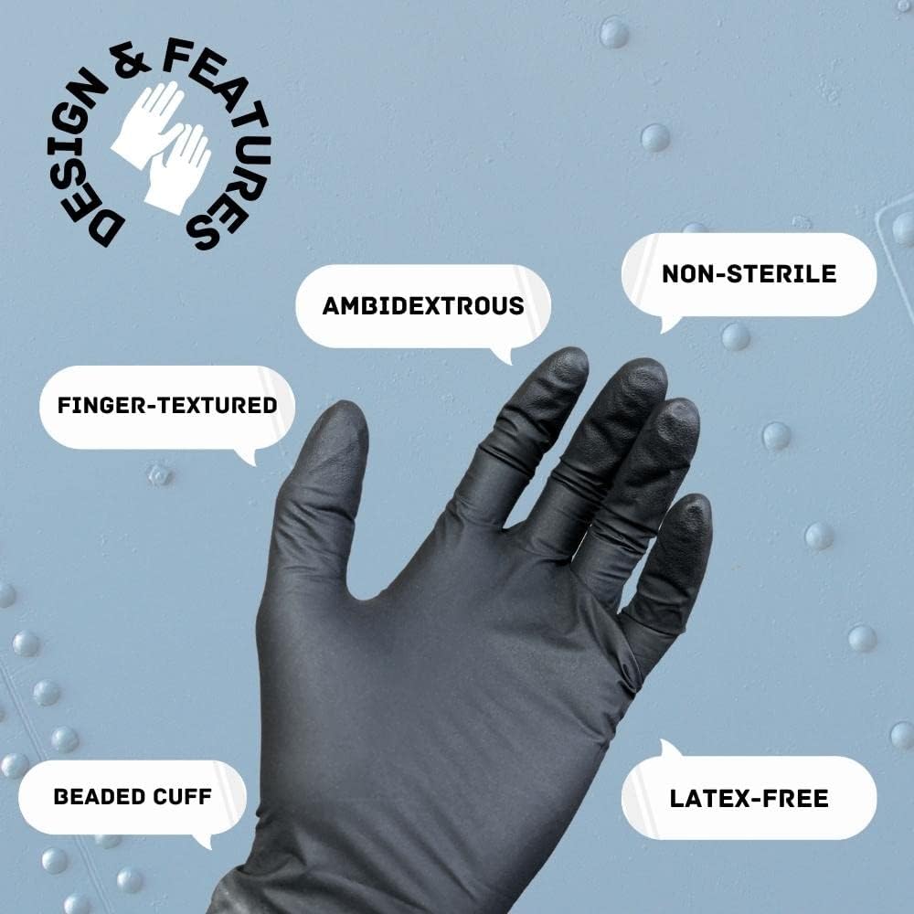PSBM Black Nitrile Disposable Gloves 1000 Count