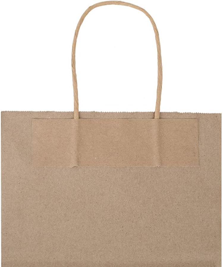 Bagmad 100 Pack 8x475x10 Inch Plain Kraft Paper Bags with Handles