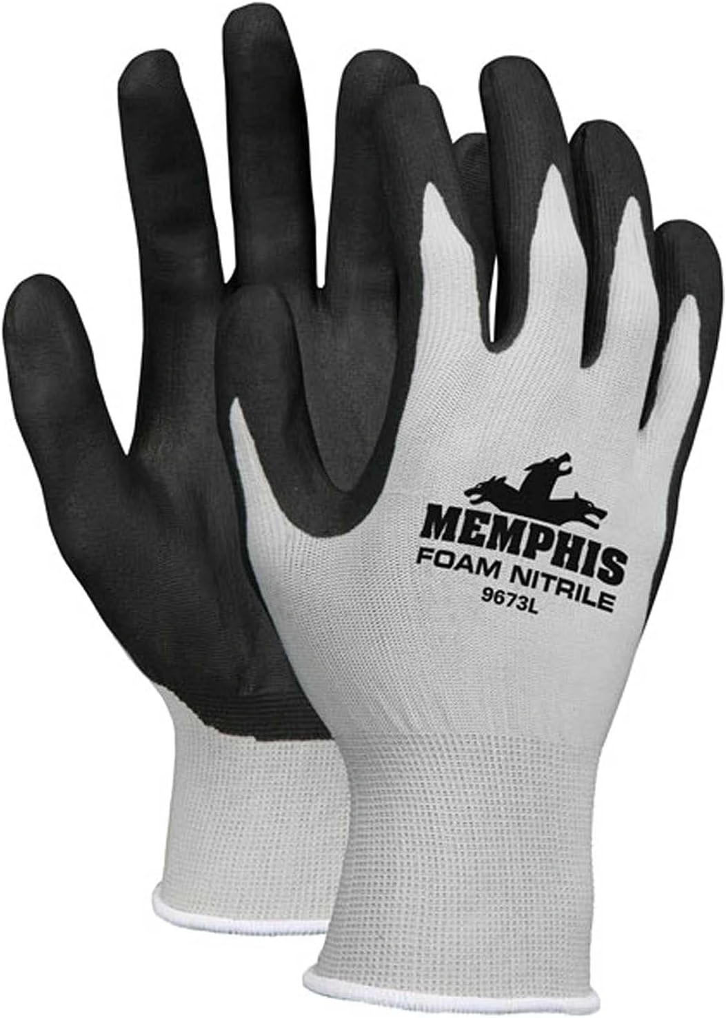 Memphis 9673L Foam Nitrile Gloves Gray Black Dozen