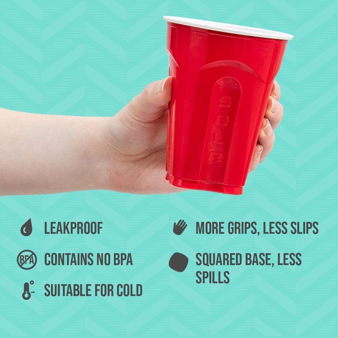 SOLO Red Squared Plastic Party Cups 18 Ounce 200 Count