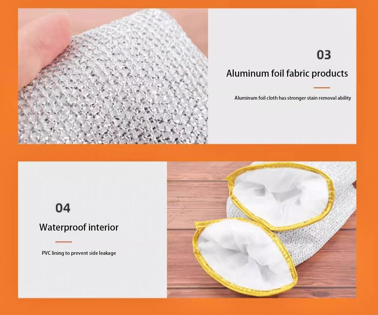 Steel Wire Dishwashing Gloves 4-Pack Durable Waterproof