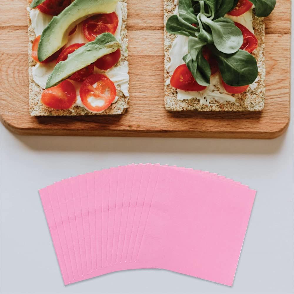JAM Paper Small Beverage Napkins Baby Pink 50 Pack