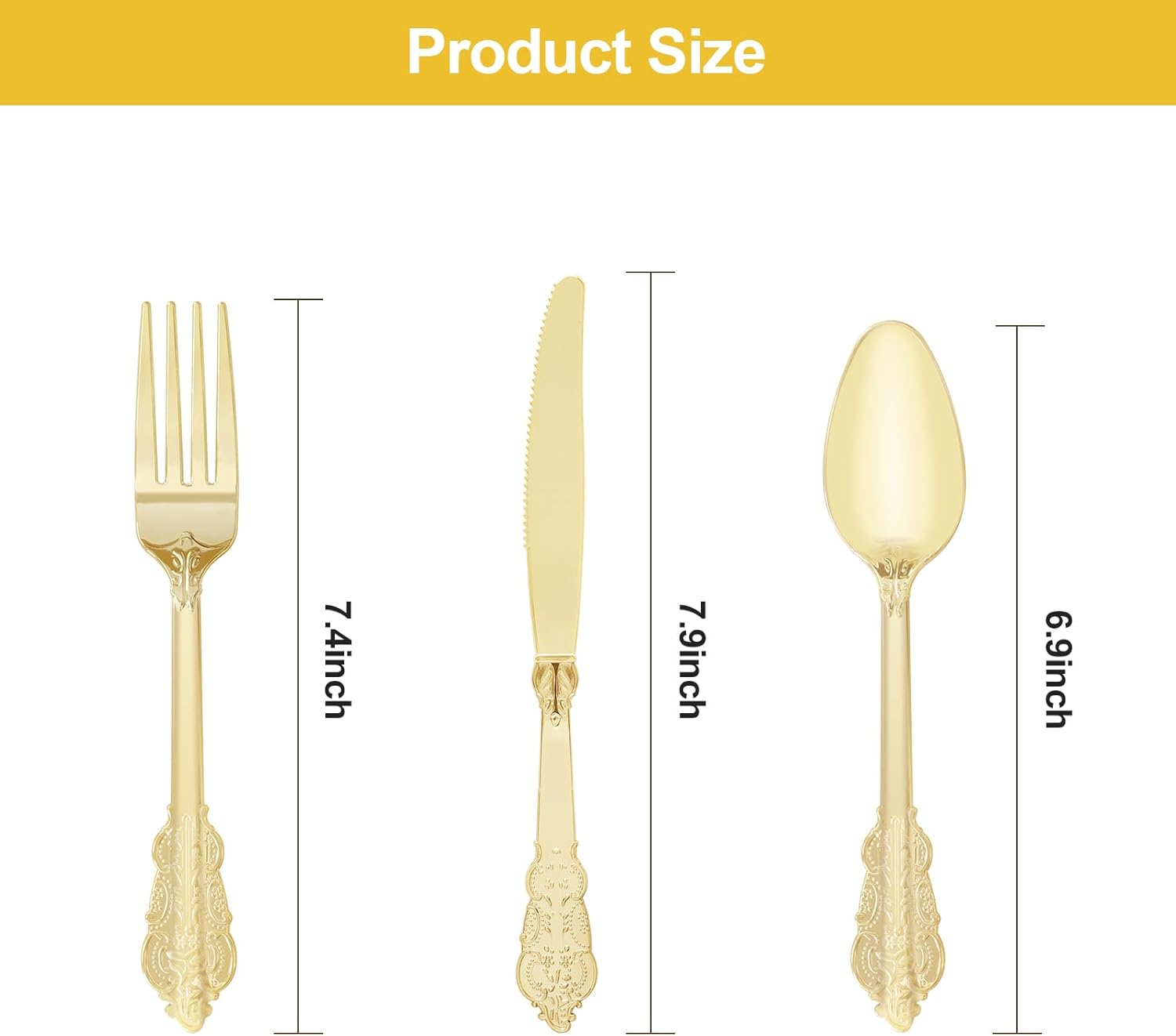 75PCS Gold Plastic Cutlery Set for 25 Guests