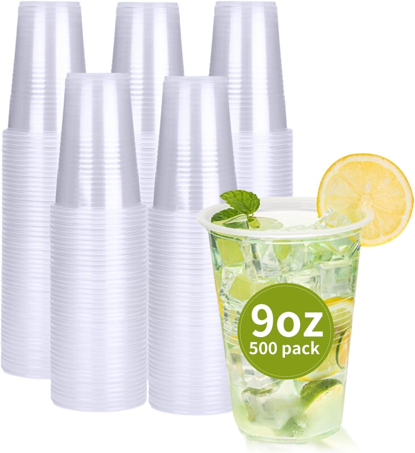 RACETOP 500 Pack 9 oz Clear Plastic Cups