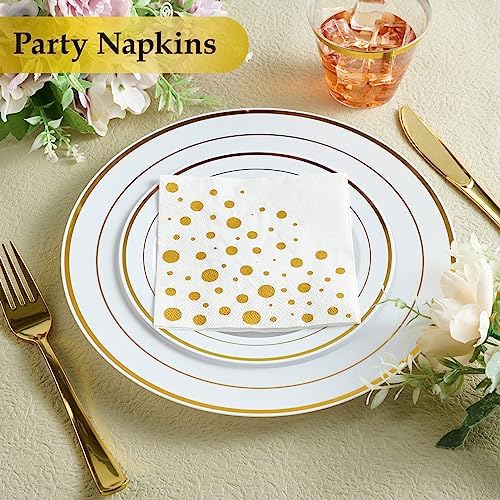 Vplus 200 Pack Gold Cocktail Napkins 3 Ply