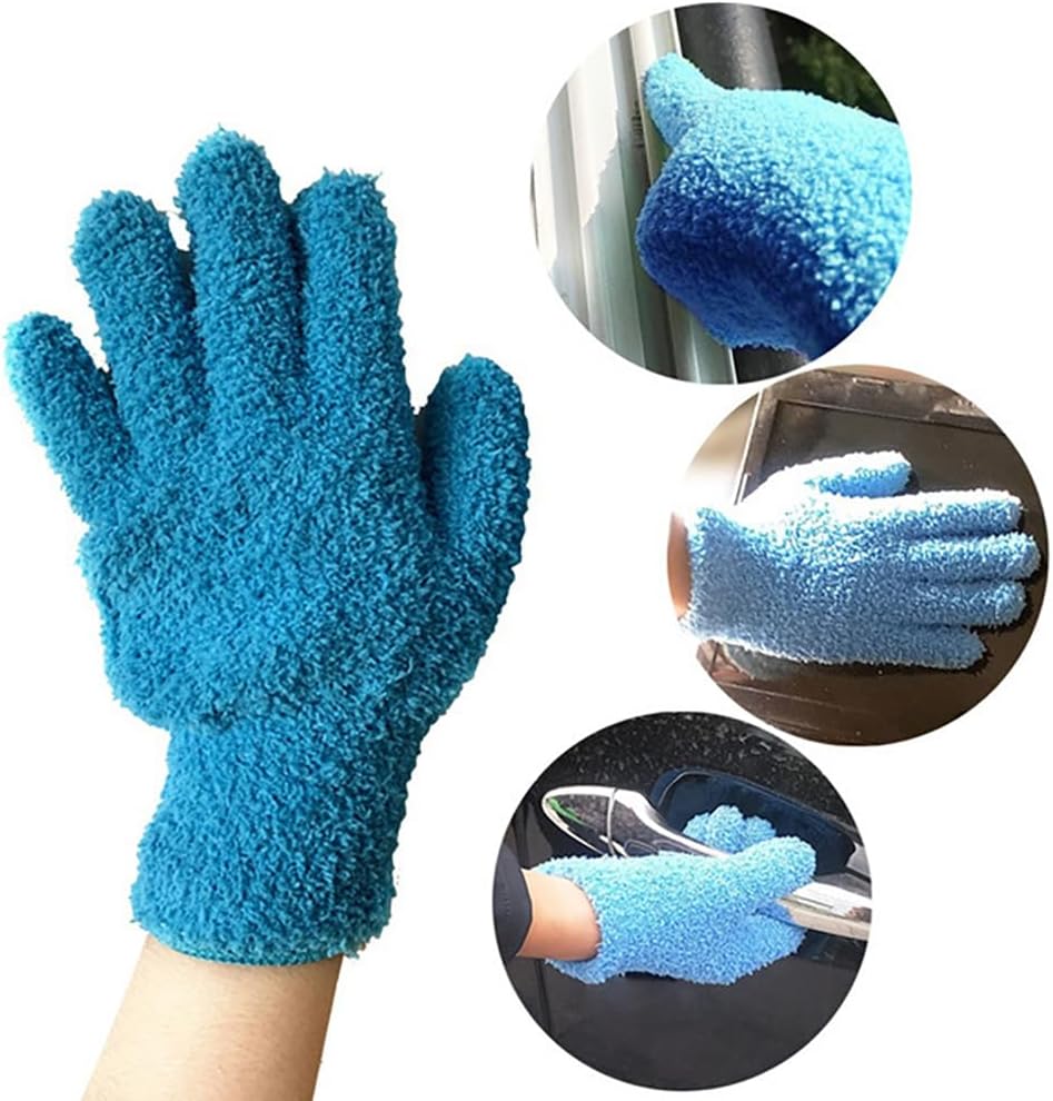 GSHLLO 4 Pcs Reusable Microfiber Cleaning Gloves