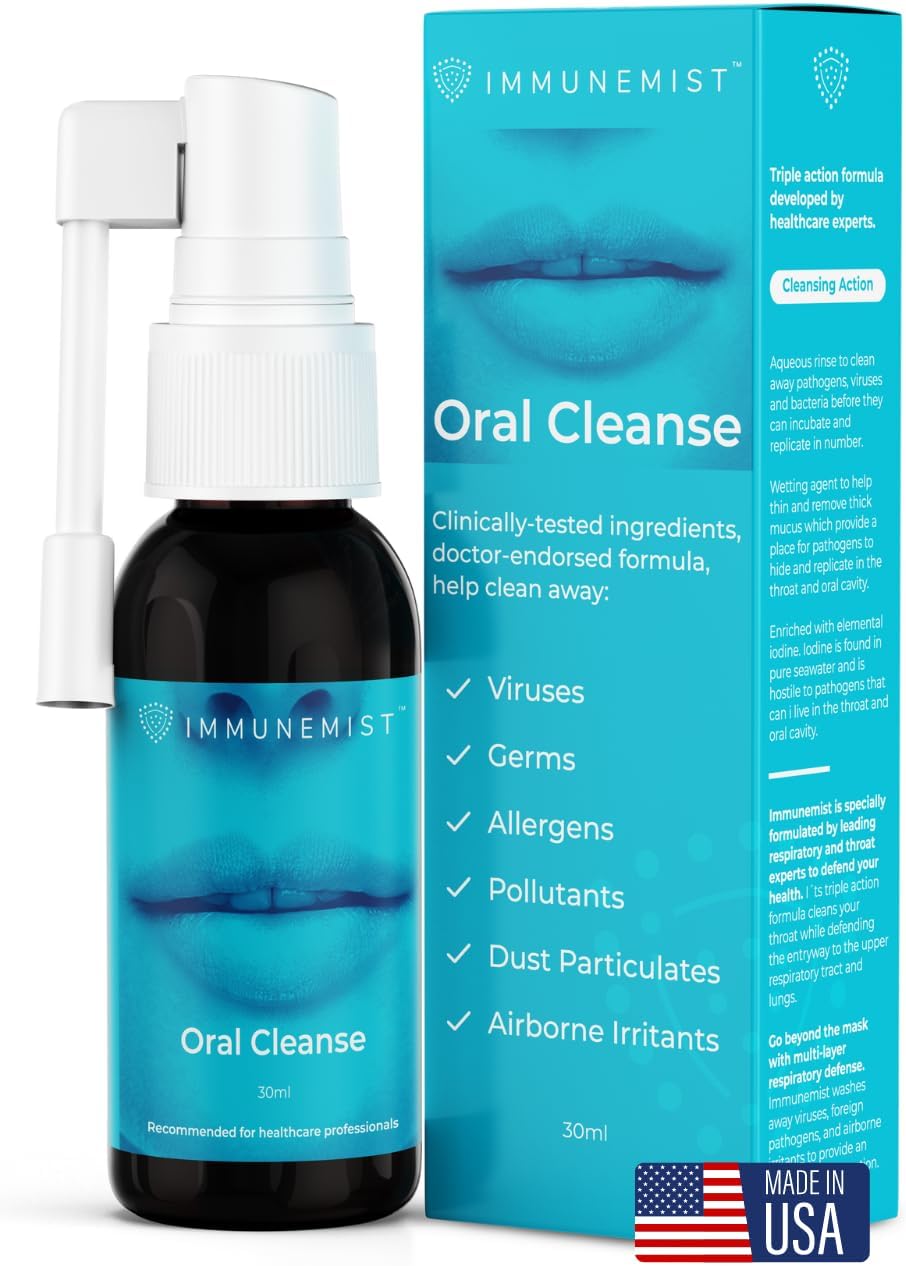 ImmuneMist Oral Cleanse - Iodine Throat Spray for Cold Relief