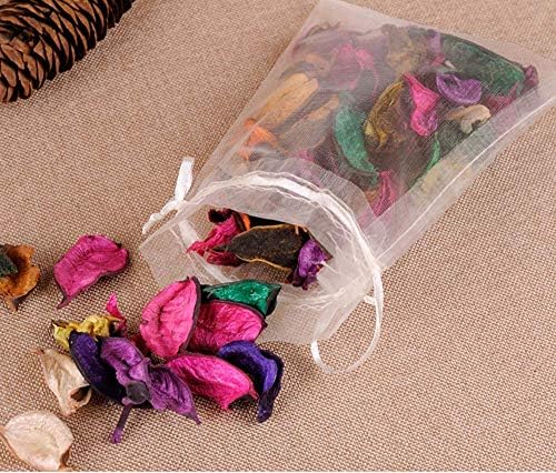 Wudygirl 100pcs 5x7 Inch White Organza Drawstring Gift Bags