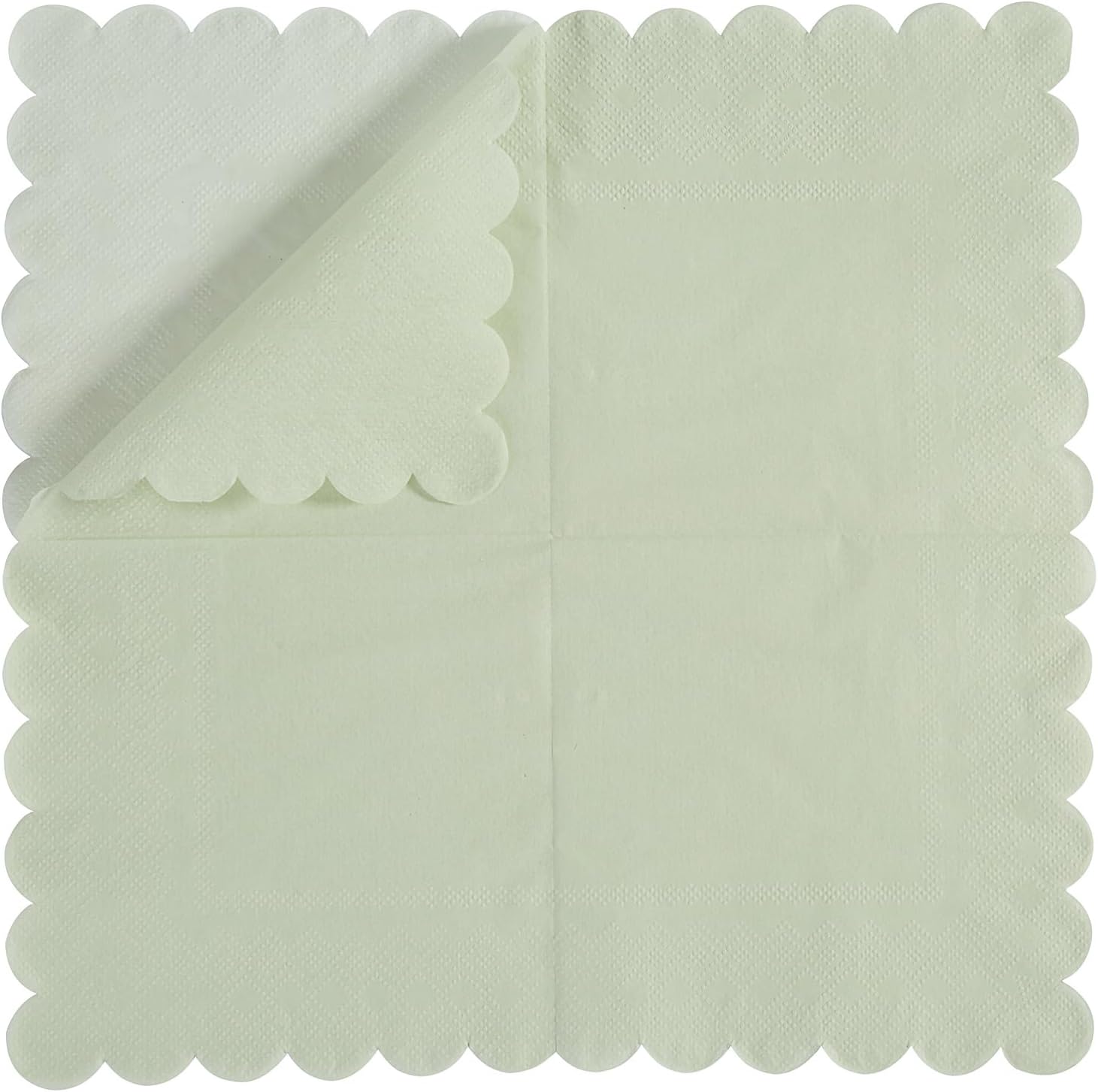 100 Pack Scalloped Edged Cocktail Napkins Sage Green