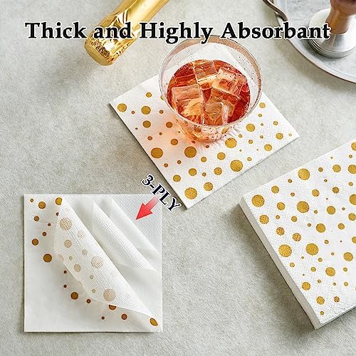 Vplus 200 Pack Gold Cocktail Napkins 3 Ply