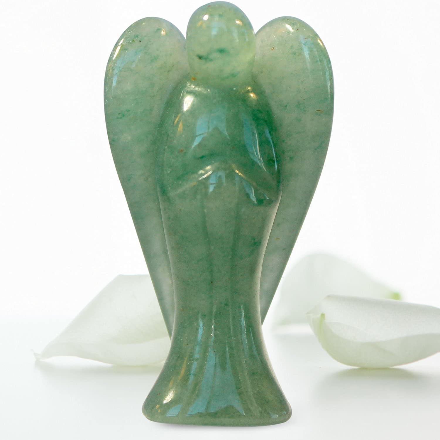 Original Pocket Guardian Angel with Serenity Prayer Card - Green Aventurine Healing Stone Figurine