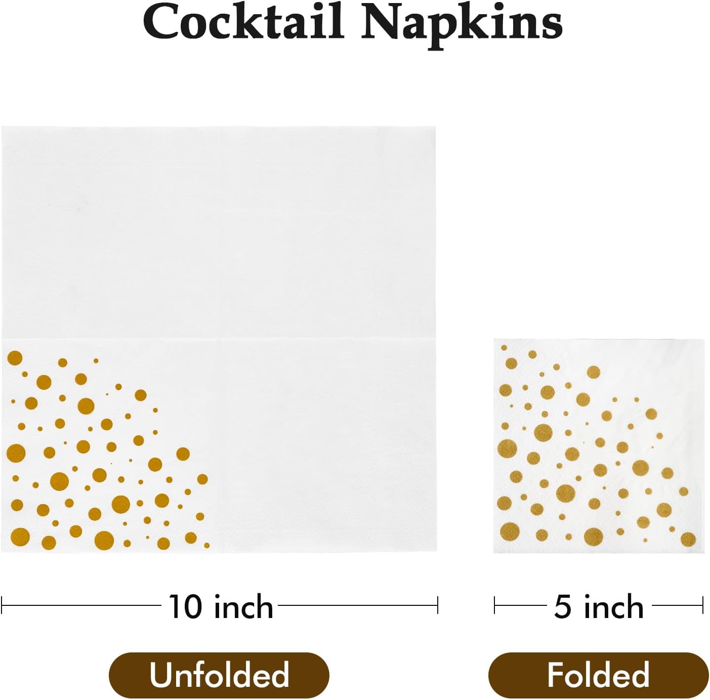 Vplus 200 Pack Gold Cocktail Napkins 3 Ply