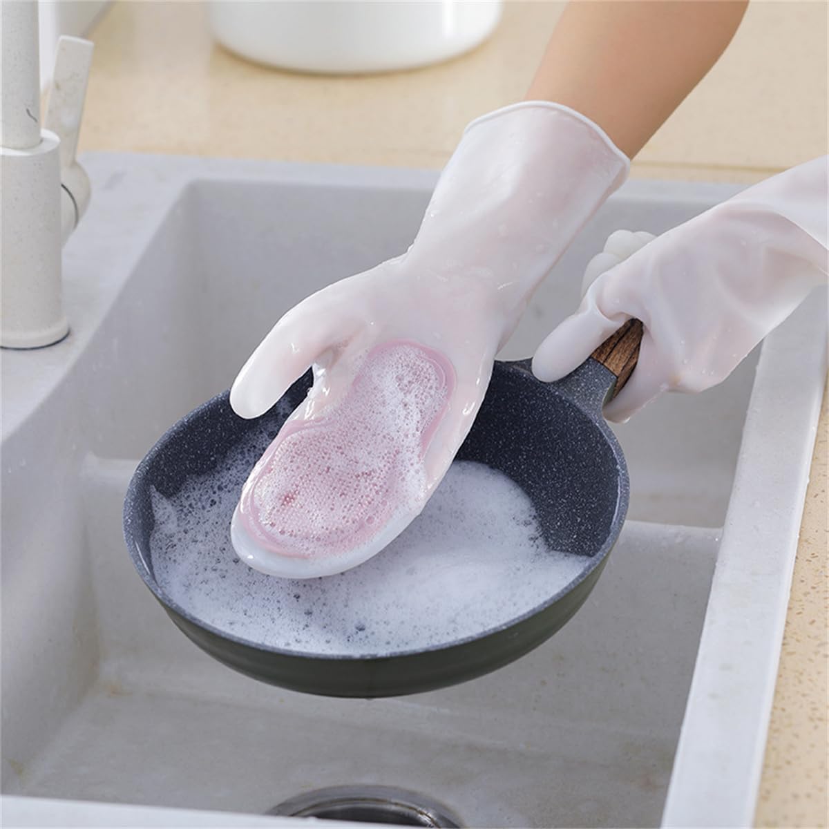 QQLADY PVC Cleaning Gloves Multi Functional