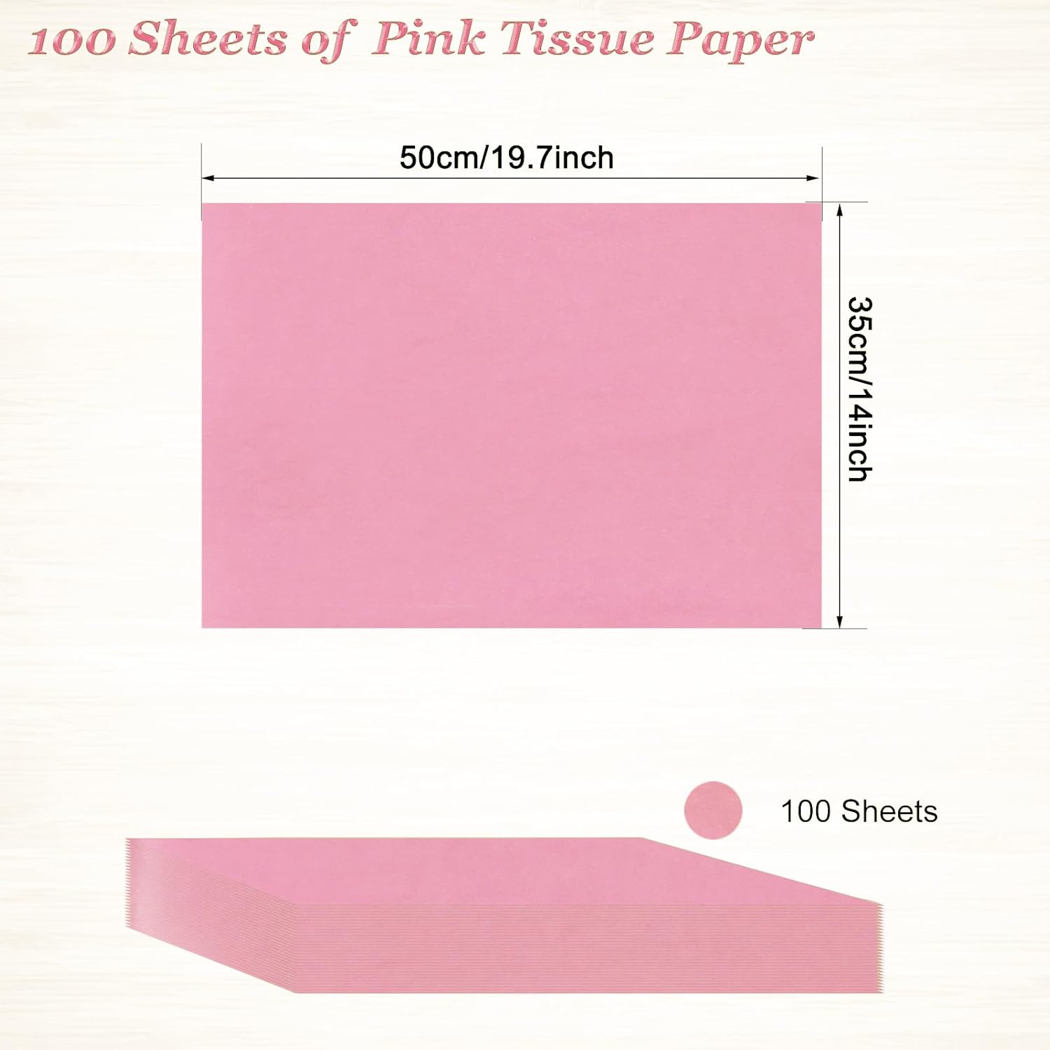 100 Sheets Pink Tissue Paper for Wrapping and Crafting