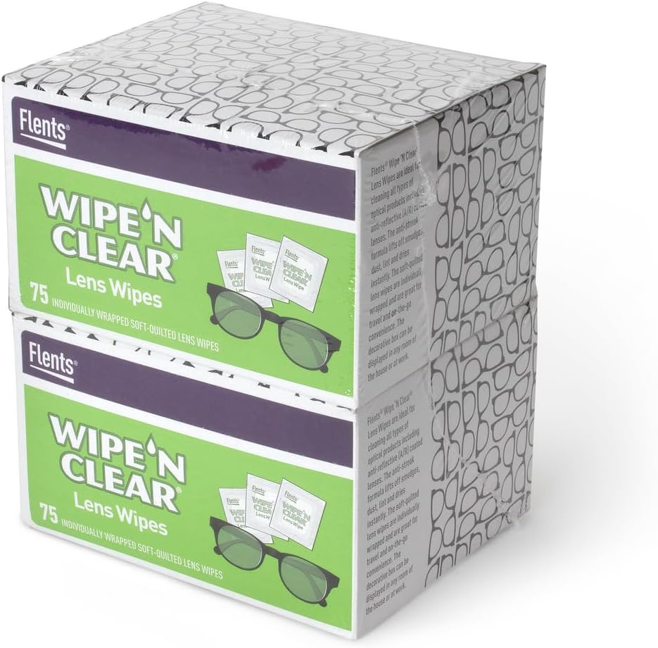 Flents Lens Wipes 150 Count Pre-Moistened Streak Free