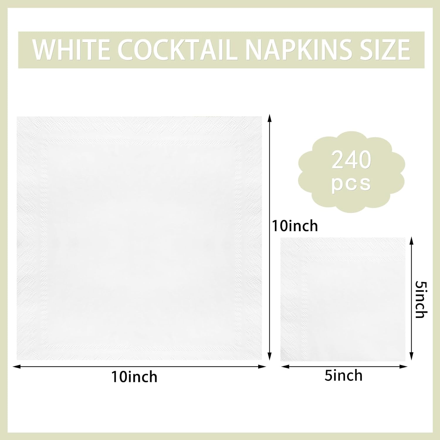 240 Pcs White Cocktail Napkins for Wedding and Birthday Parties