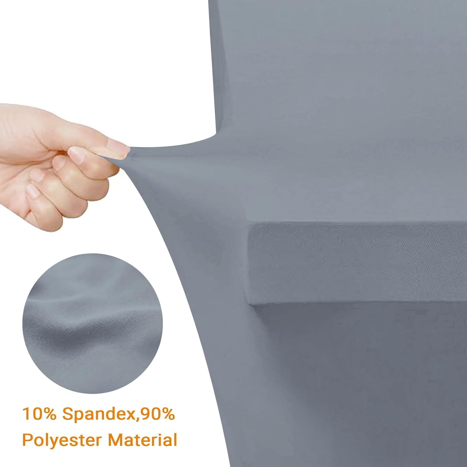 Eurmax Rectangular Stretch Table Cover for 4ft Table 2 Pack Silver Gray