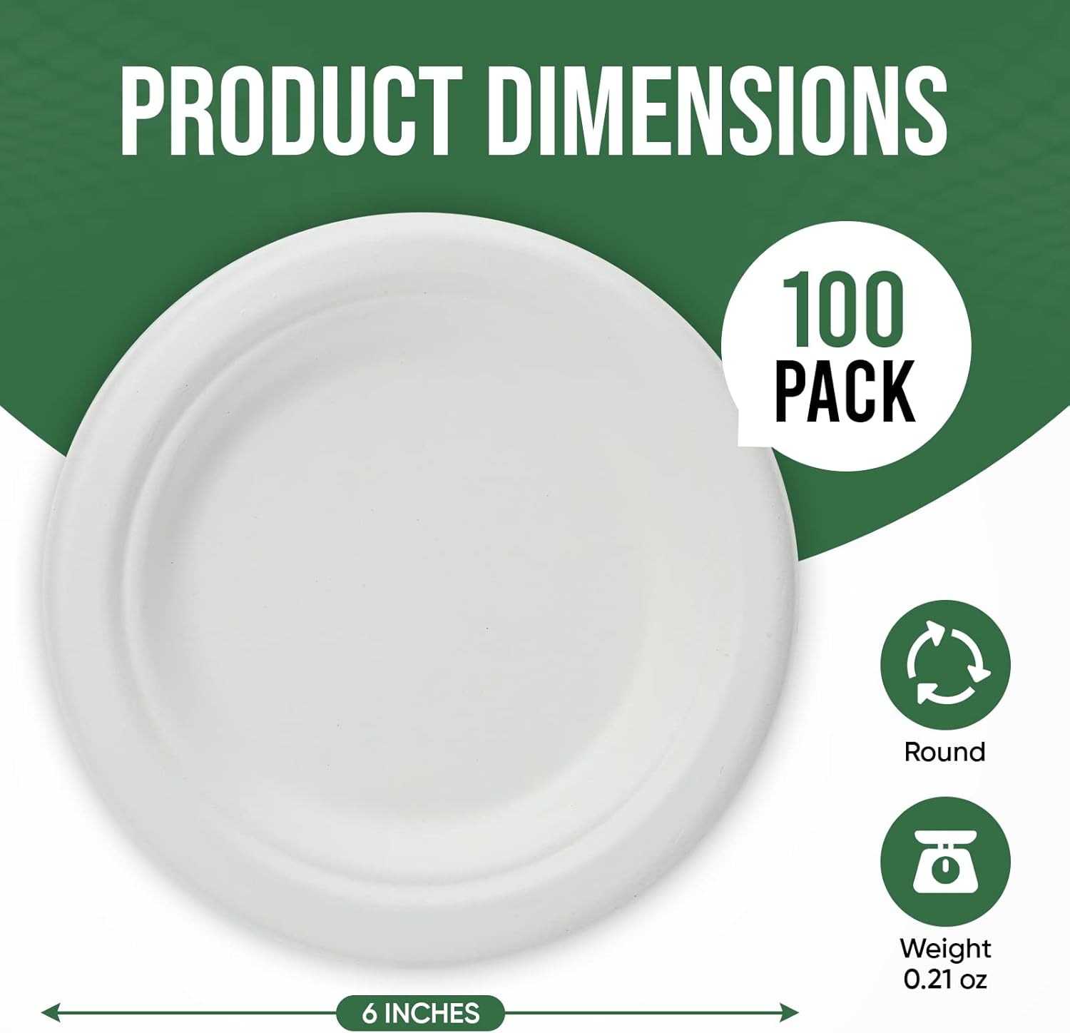 TaidMiao 100 Pack 6 Inch White Paper Plates