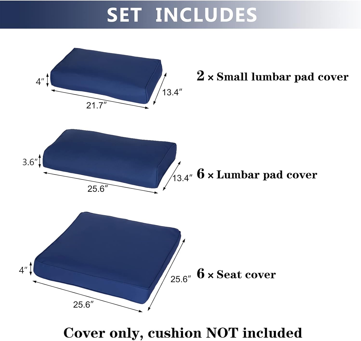 Kinsuite 14Pcs Patio Cushion Covers Dark Blue