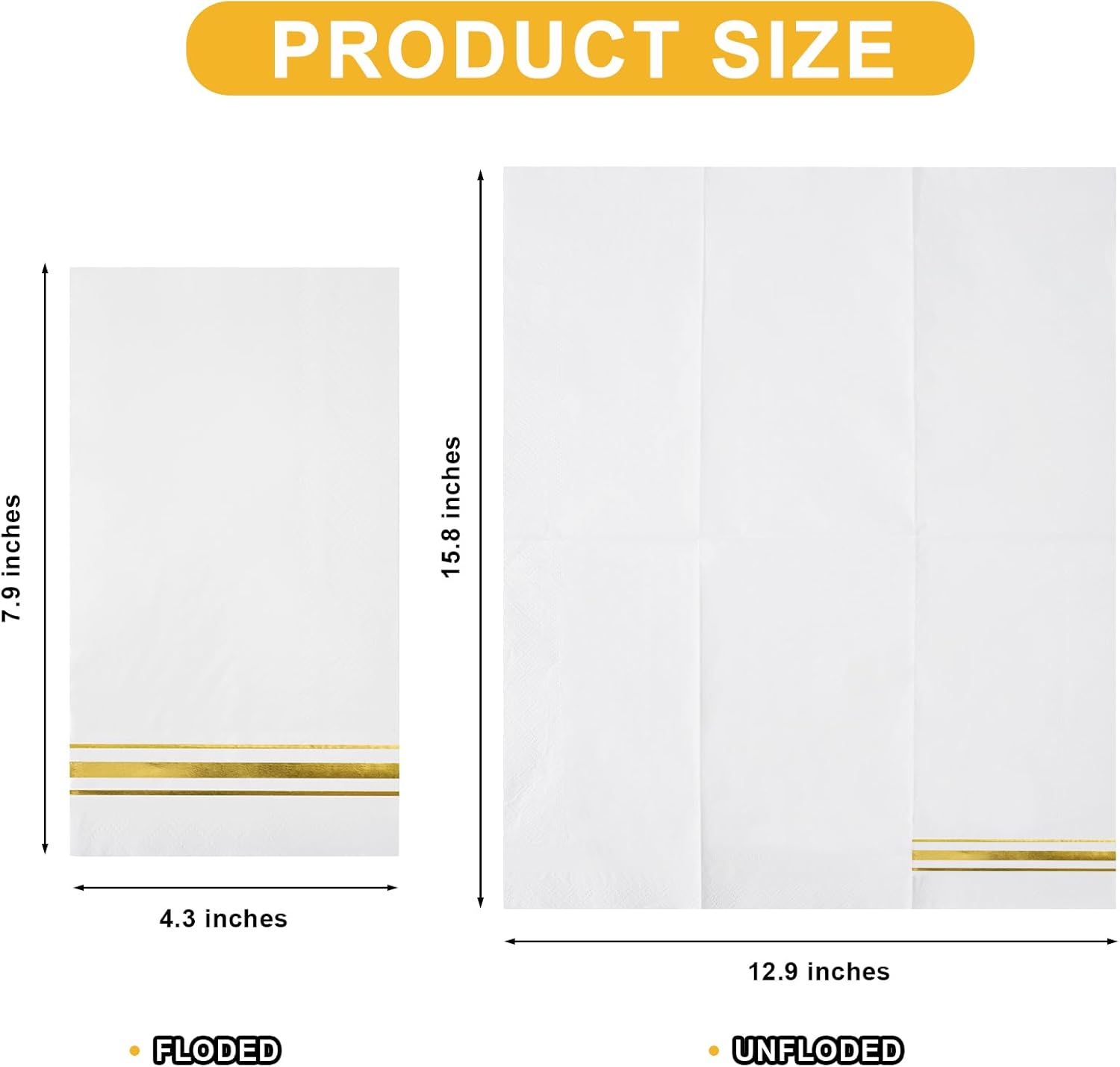 100 Gold Trim Lined Paper Napkins Elegant Party Decor