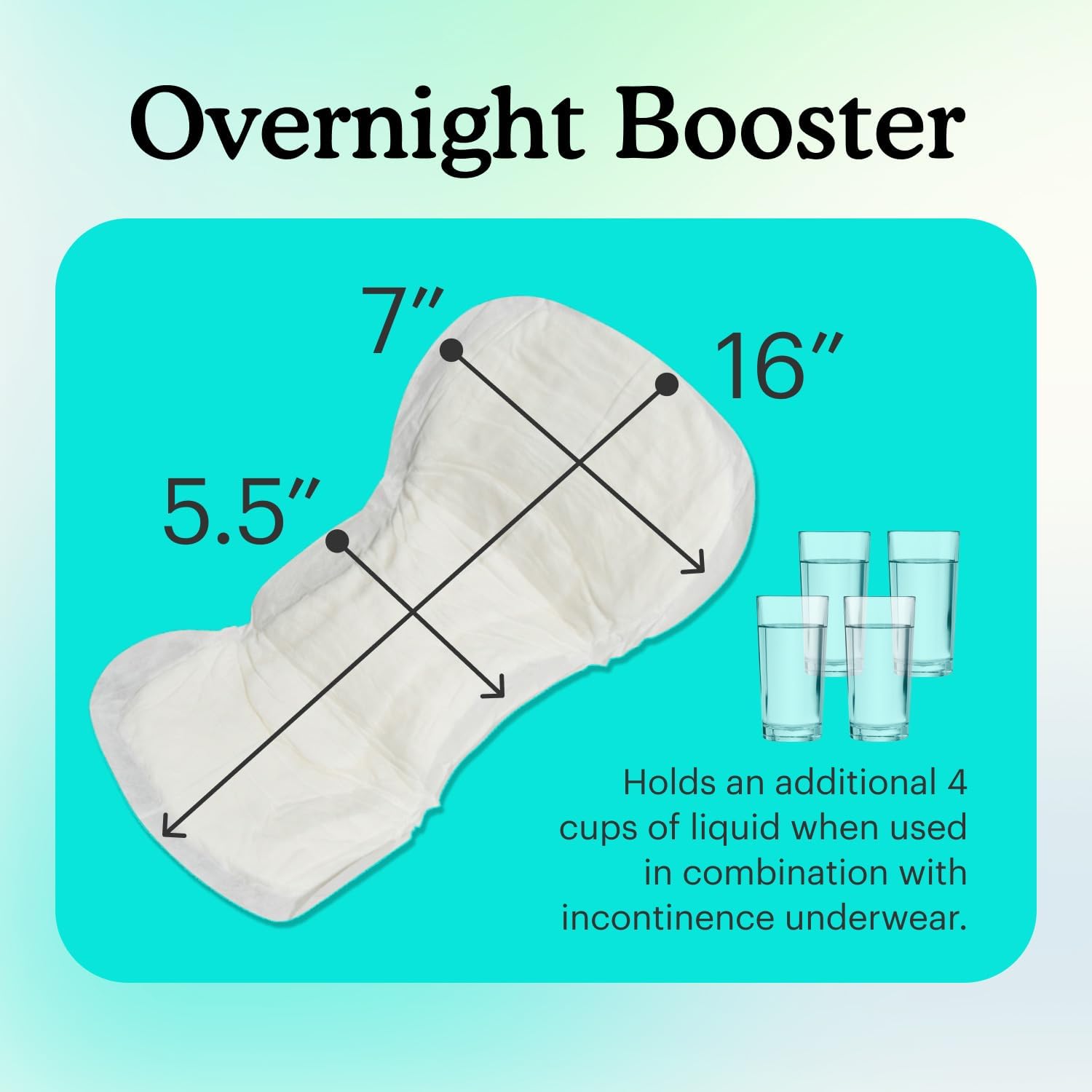 Because Premium Incontinence Booster Pads 22 Count Leak-Proof Soft Unisex