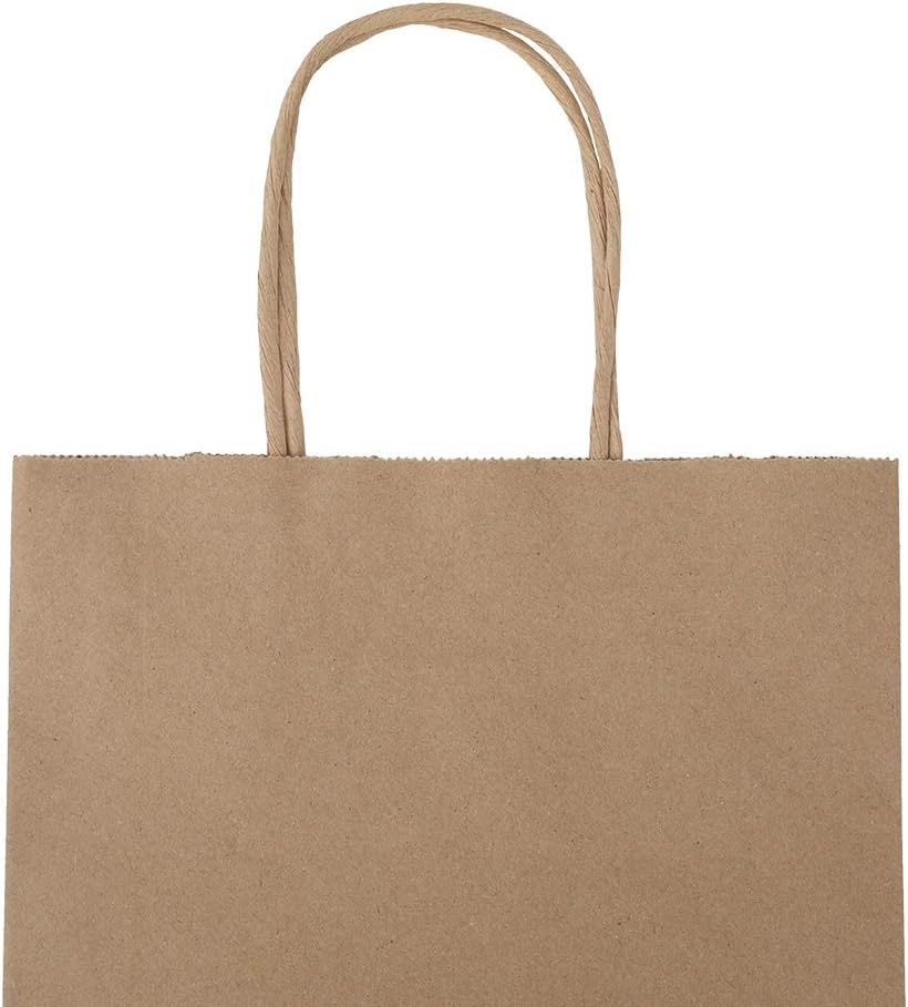 Bagmad 100 Pack 8x475x10 Inch Plain Kraft Paper Bags with Handles