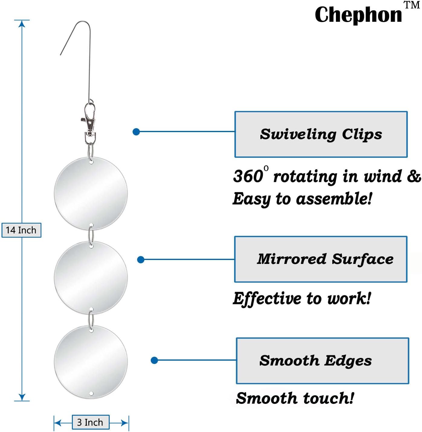 Chephon Upgraded Bird Scare Discs Set - 24 Large Reflective Discs