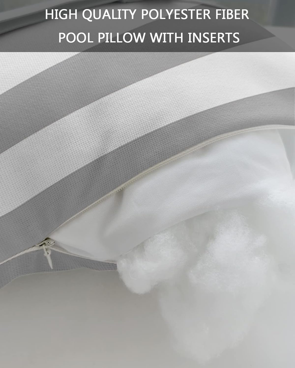 Grey Striped Waterproof Outdoor Pillows with Insert