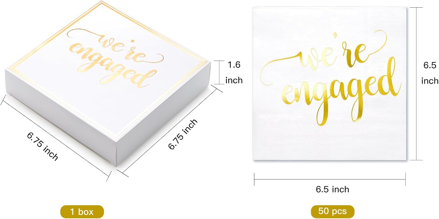 WRAPAHOLIC 50Pcs Gold Were Engaged Napkins