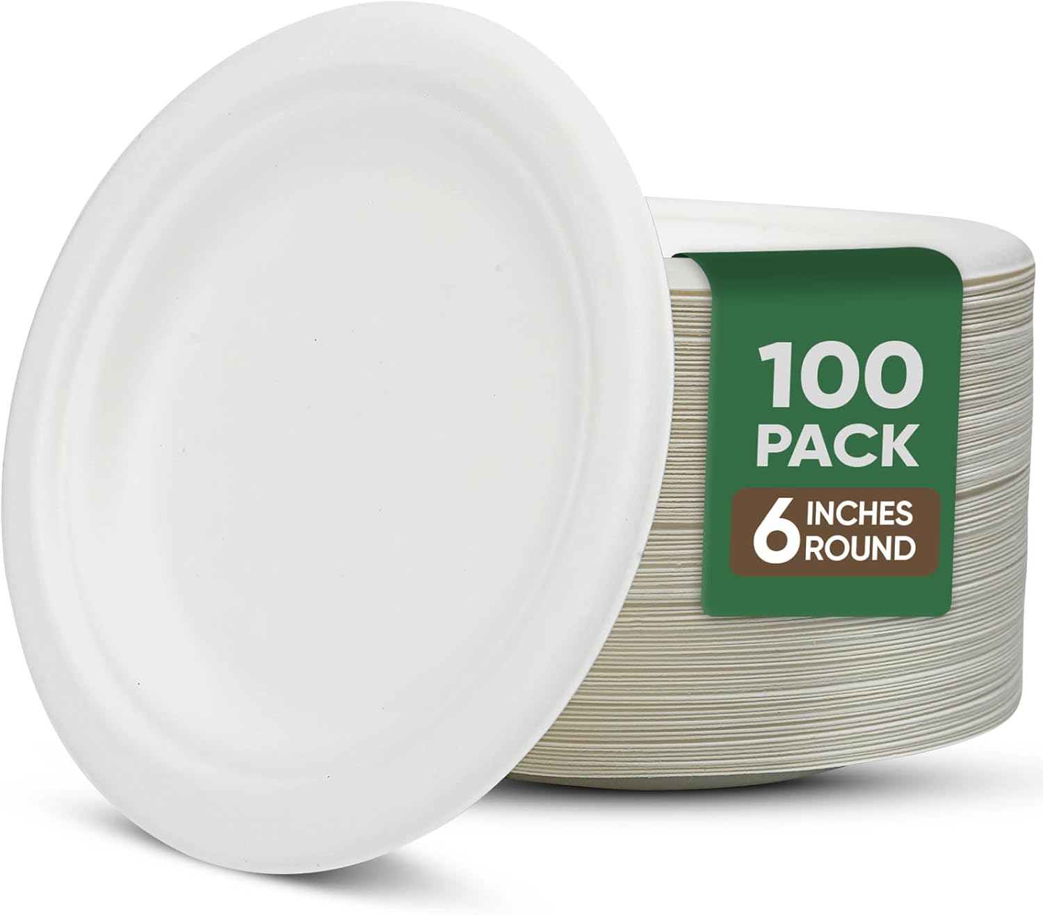 TaidMiao 100 Pack 6 Inch White Paper Plates
