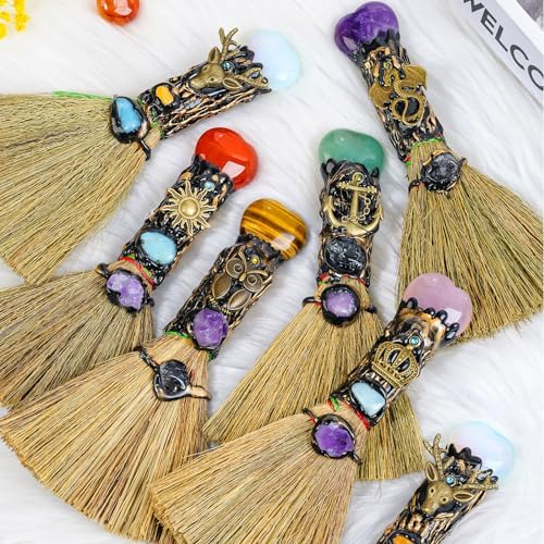 Tigers Eye Magic Broom - Natural Healing Crystal Home Decor