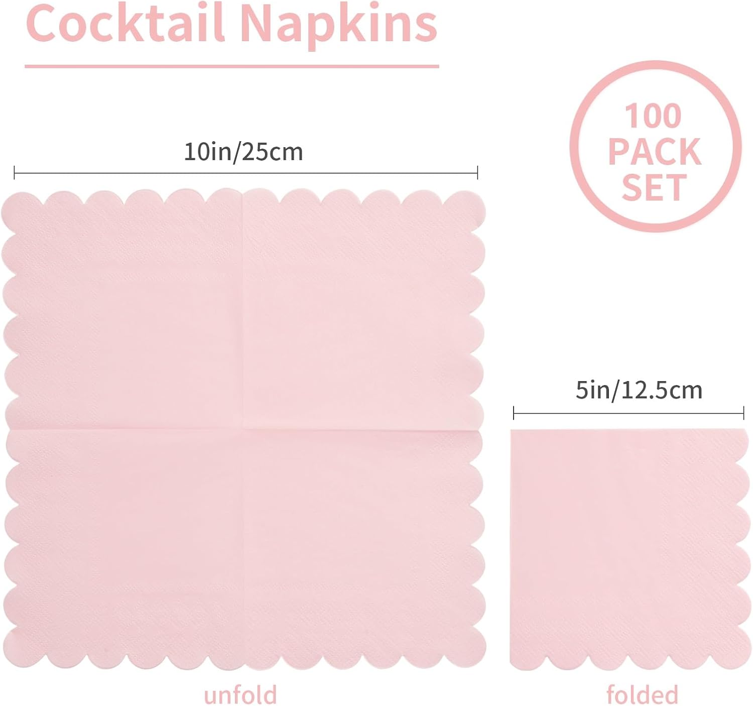 100 Pack 2-Ply Scalloped Napkins for Parties
