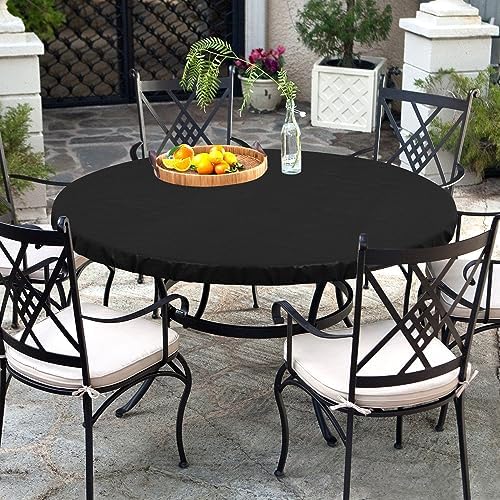 Lushvida Waterproof Table Cover with Elastic Edges 2PCS Black