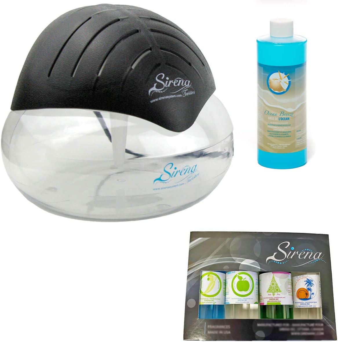 Sirena Twister Premium Pack Black with Ocean Breeze Deodorizer and Fragrance Oils