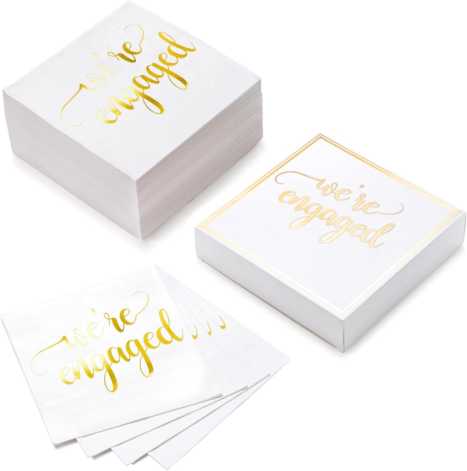 WRAPAHOLIC 50Pcs Gold Were Engaged Napkins