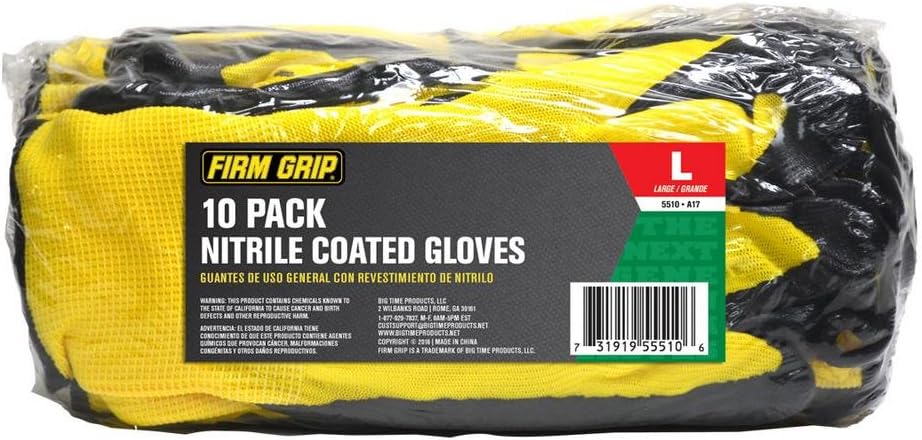 Firm Grip Nitrile Coated Gloves 10 Pack