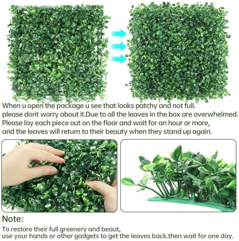 ZXMOTO 10x10 Artificial Boxwood Hedge Panels Set of 24