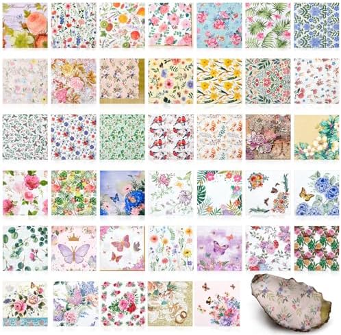 Crtiin 40 Pack Decoupage Napkins Assorted Floral