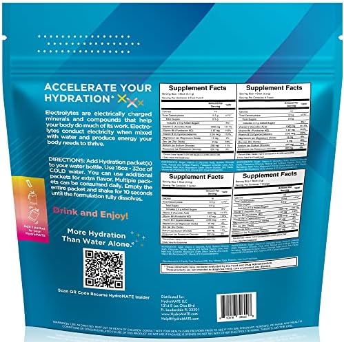 HydroMATE Electrolytes Powder Drink Mix 30 Count Pack