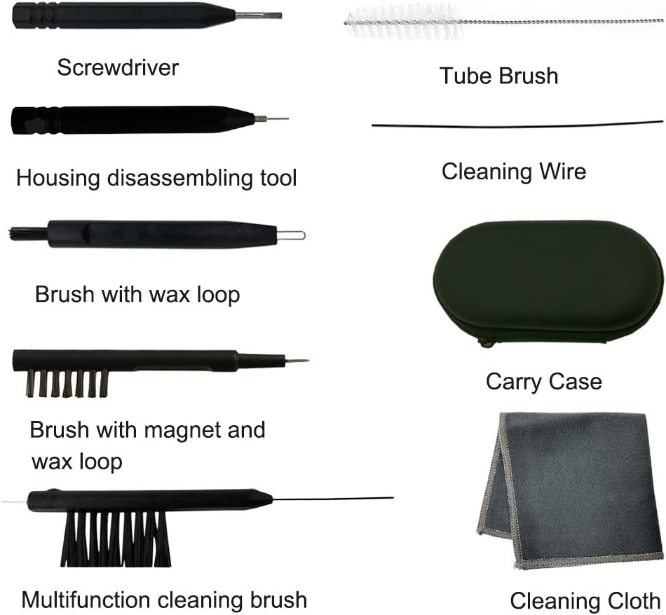 8-Piece Hearing Aid Cleaning Tool Kit with Case