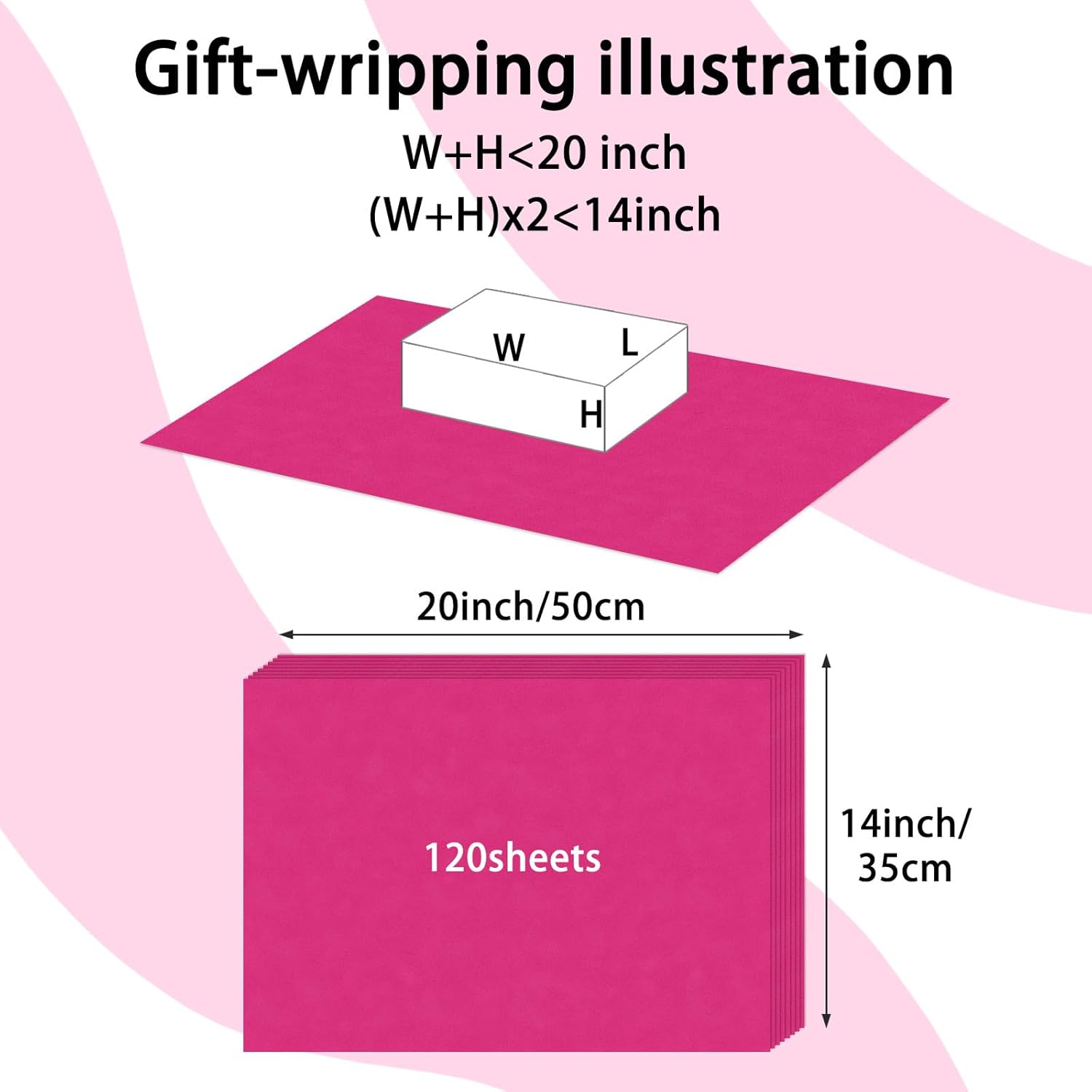 120 Sheets Hot Pink Tissue Paper for Gift Wrapping and Crafts