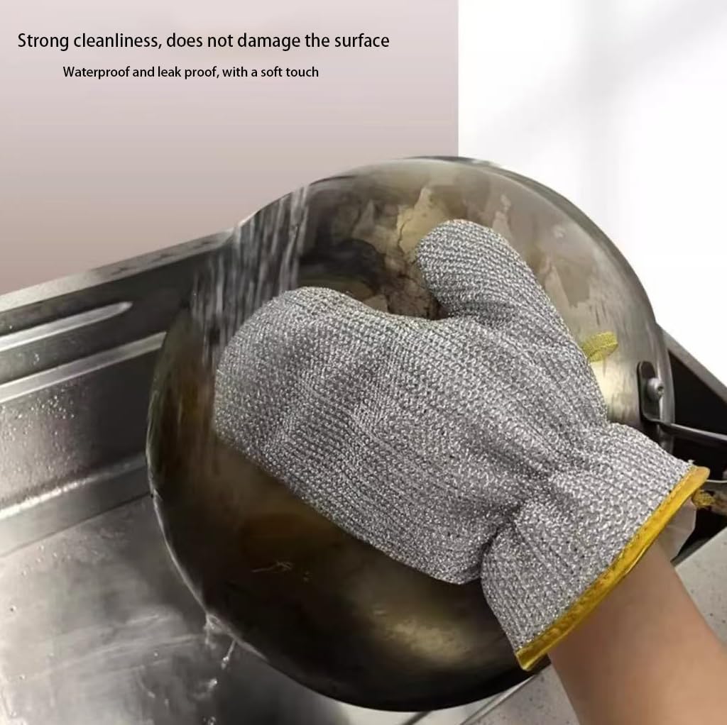 Steel Wire Dishwashing Gloves 4-Pack Durable Waterproof