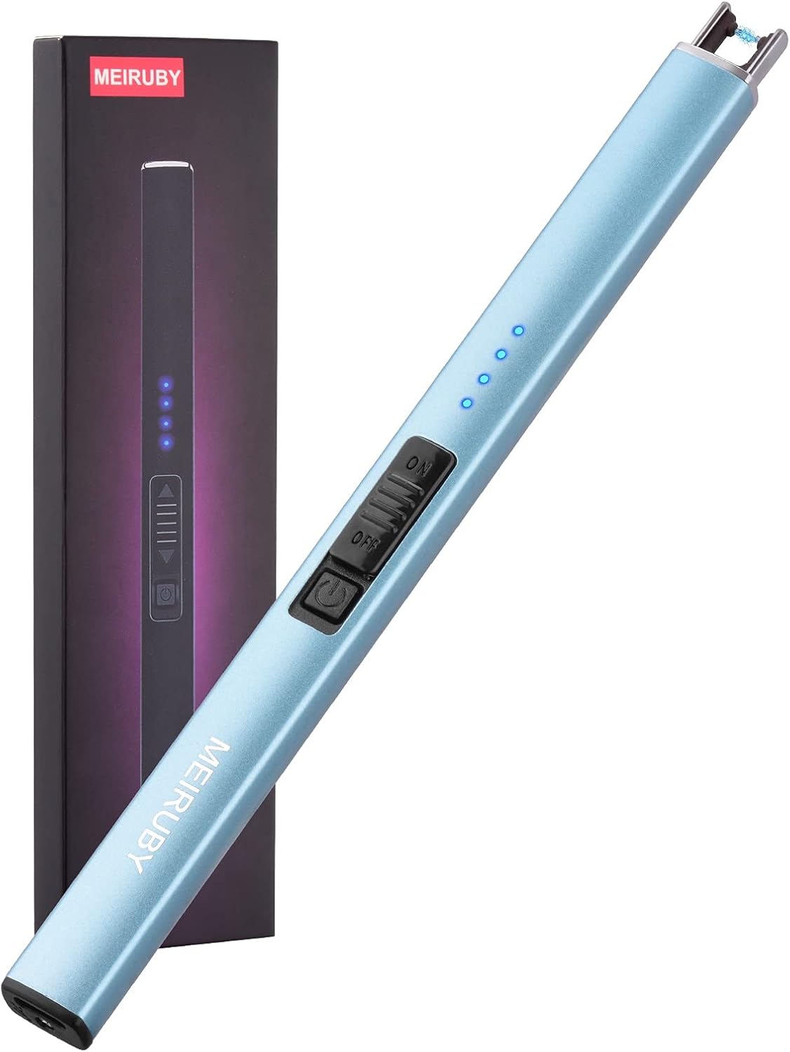 Electric Candle Lighter - Windproof Rechargeable Flameless Long Lasting Light Blue