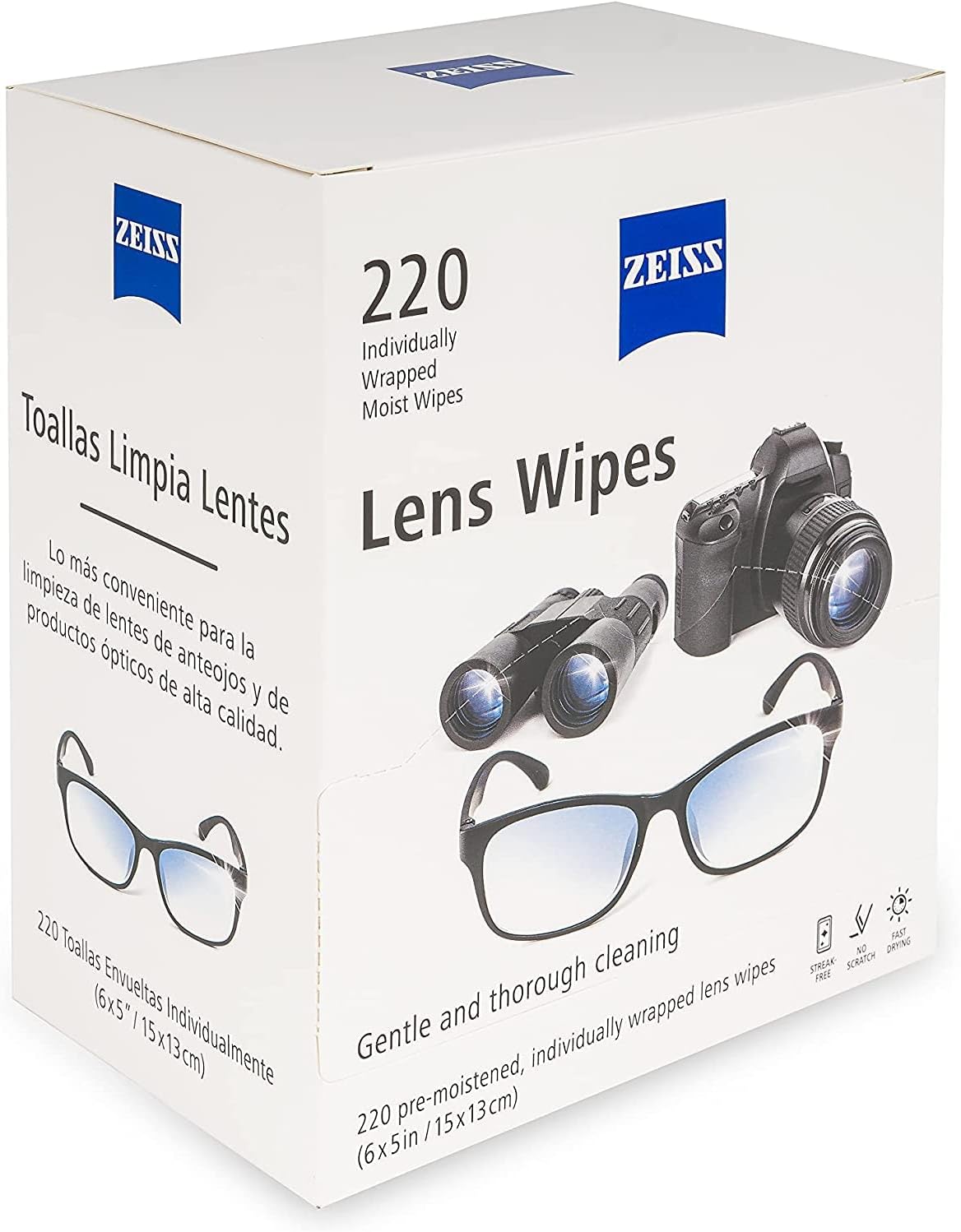 ZEISS Lens Wipes 220 Count White
